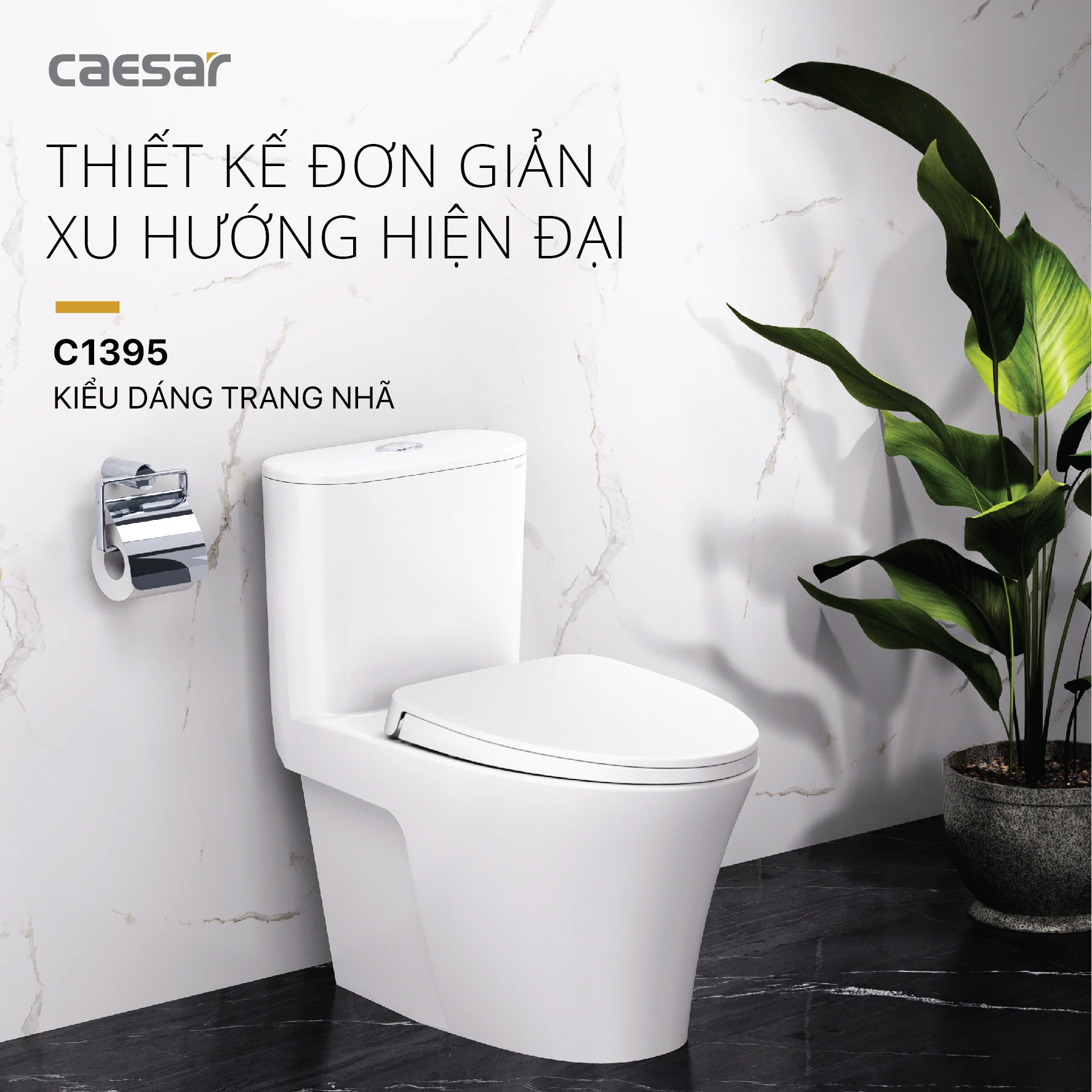 BỒN CẦU 1 KHỐI CAESAR CD1395 CHÍNH HÃNG – SANG TRỌNG, XẢ MẠNH, TIẾT KIỆM NƯỚC