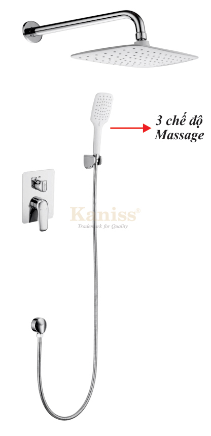 Sen Tắm Âm Tường Kaniss KS-2097N Mạ Crom - Đẳng Cấp Thiết Kế Vuông Hiện Đại