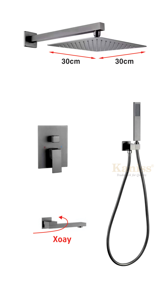 Sen Tắm Âm Tường Kaniss KS-6053N Nano Xám - Đẳng Cấp Thiết Kế Vuông Hiện Đại