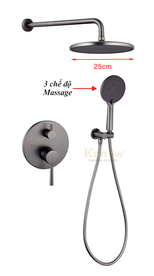 Sen Tắm Âm Tường Kaniss KS-6052N Nano Xám - Sang Trọng & Bền Bỉ