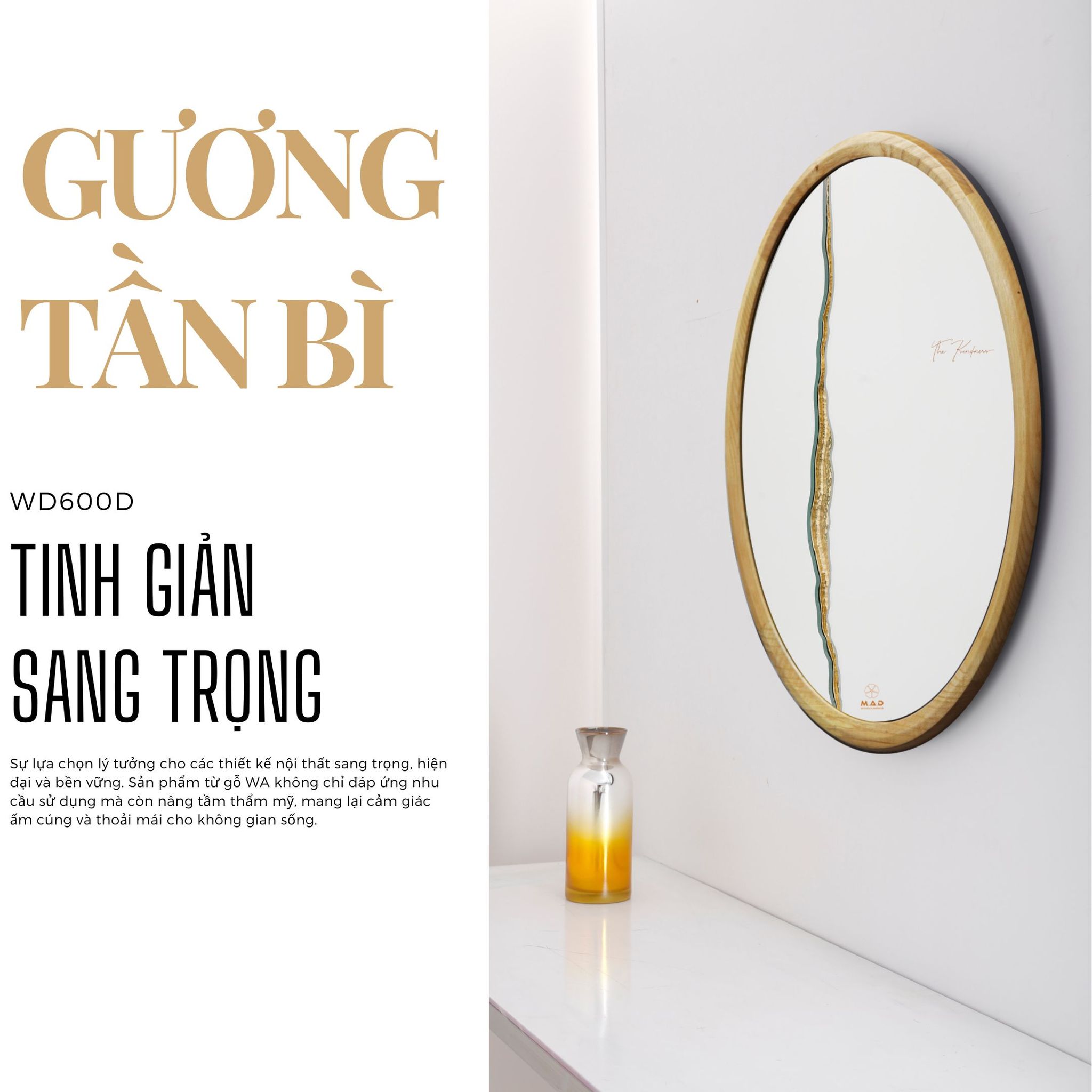 Gương tròn treo tường M.A.D 60cm